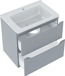 Vivon Тумба под раковину Shelly 60 подвесная серая матовая – фотография-7